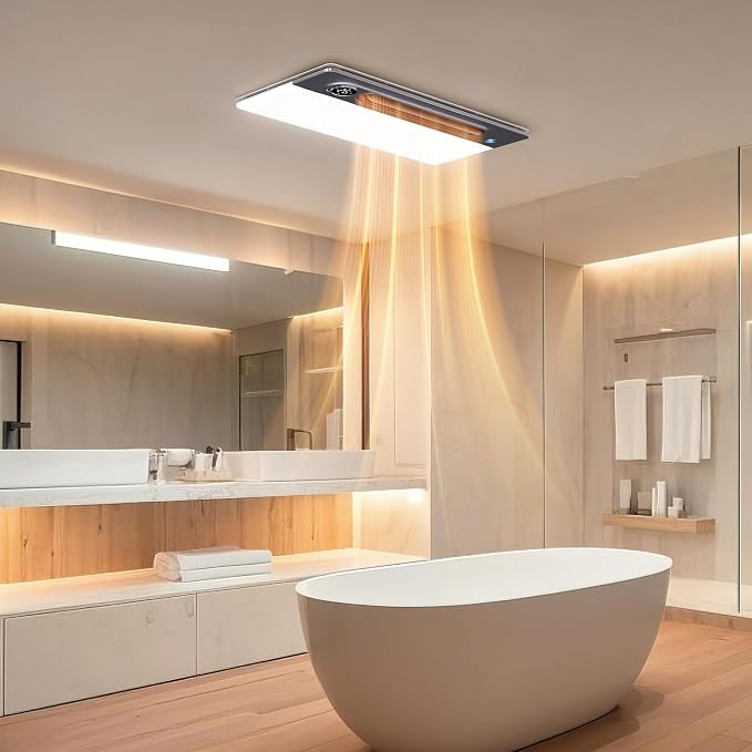 VallisCo Bathroom Fan with Light and 1900W Heater, 180 CFM Ventilation, Remote Control,Quiet Exhaust, 4-in-1 Design for Heating, Lighting, Ventilation & Air Circulation for Comfort in Any Season