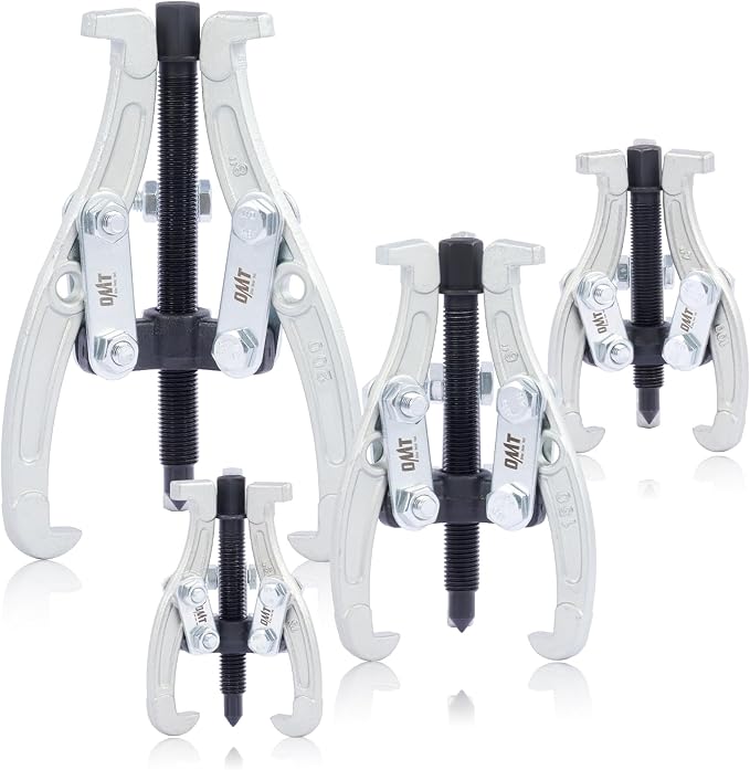 Orion Motor Tech Gear Puller Set, 3" 4" 6" 8" 3 Jaw Puller Kit for Pulley Gear Bearing Flywheel Removal, Heavy Duty Pulley Puller with Reversible Jaws 4 pcs Bearing Puller Tool Kit