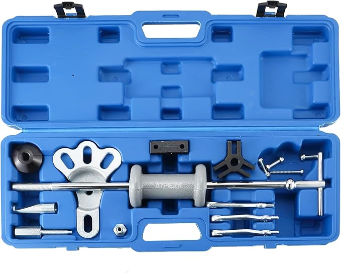 ATPEAM 17pcs Slide Hammer Dent Puller Set, 5lb Slide Hammer Axle Bearing Dent Hub 2 3 Internal External Gear Puller Set Auto Body Truck Repair Took Kits