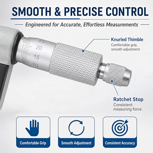 Digital Micrometer with 0-1"/0-25mm Measuring Range Electronic Micrometer Measuring Tool, Inch/Metric (Point Micrometer(15°))