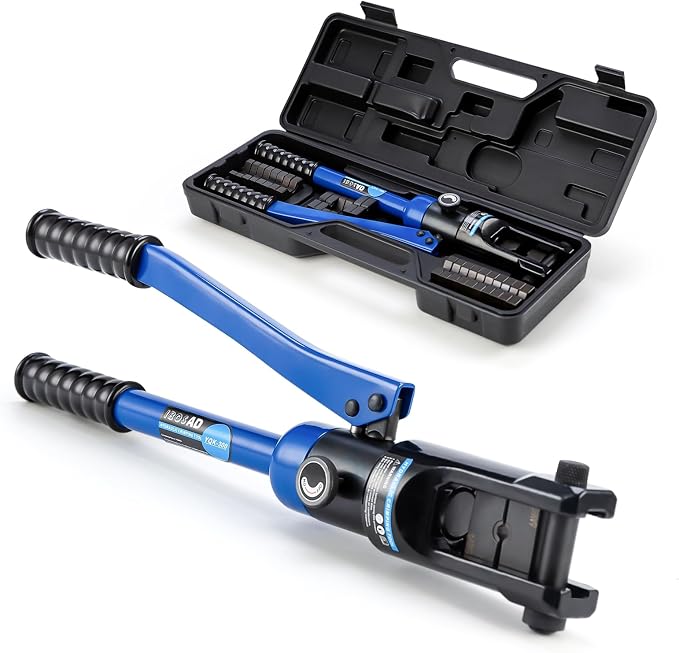 Industrial Hydraulic Cable Lug Crimper (16 TON) 8 AWG to 600 MCM Electrical Terminal Cable Wire Tool Kit with 13 Die Sets
