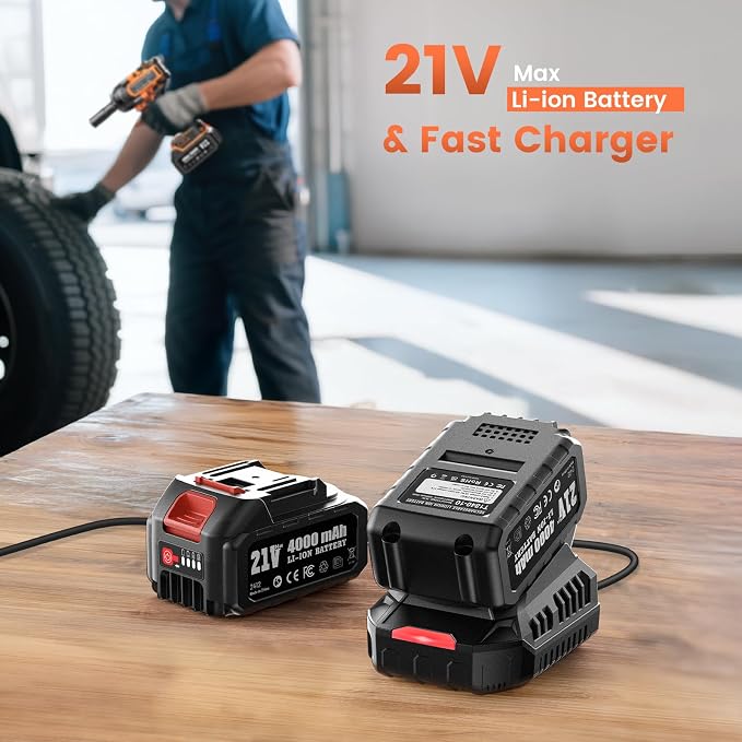 1500N.m Cordless Impact Wrench - 20V Max Brushless 1/2" Impact Gun with 2 x 4.0Ah Batteries & Fast Charger | Removes Stuck Truck Lug Nuts in Seconds | 3-Speed for Auto Repair & Heavy Duty DIY