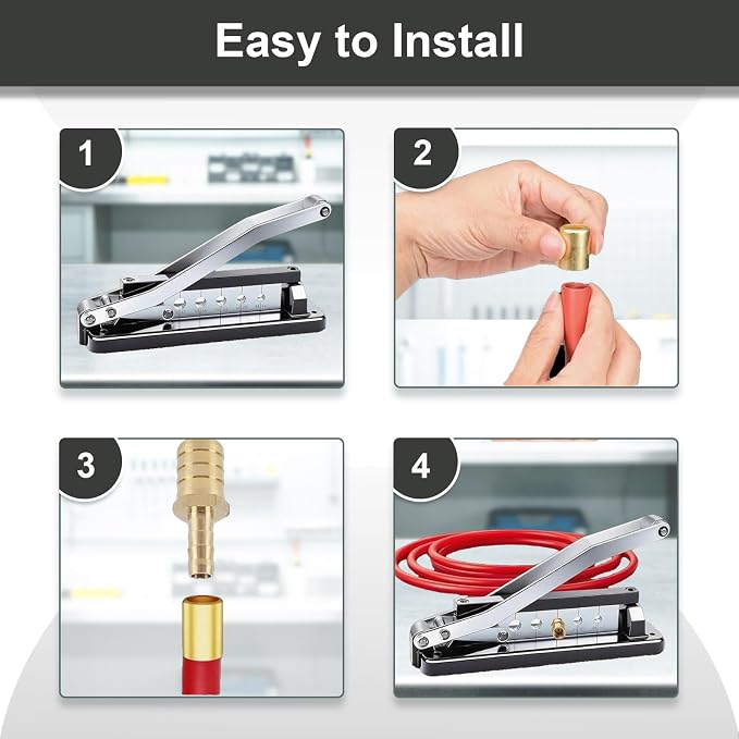 Heavy Duty Bench Hose Crimper Kit with 100 Ferrules (50x 0.593" ID& 50x 0.625" ID), for 1/4", 5/16", 3/8" PVC, Rubber & Air Hoses, Portable Torch Hose Repair Kit,Ferrule Crimping Tool Kit