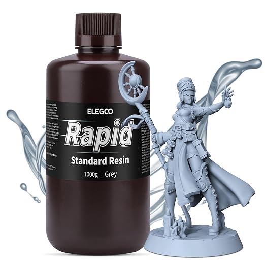 ELEGOO Rapid Standard Resin 3D Printer Resin 405nm Fast Curing High Precision Low Odor Especially for ELEGOO Saturn 3 Ultra and Mars 4 Ultra Grey 1000G