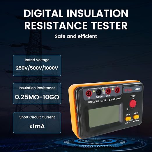EITAI3440A Digital Insulation Resistance Meter Tester, 0.25MΩ-10GΩ, AC 0V-600V, Manufacturer Direct Sales, Megohmmeter, Megger Tester, Ground Resistance Meter
