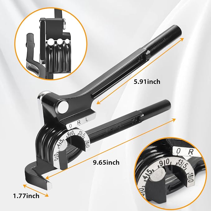 Flaring Tool + Tube Bender - Double & Single Tubing Flaring Tool Repair Kit with Tube Cutter and 5 Adapters + 3 in 1 Pipe Bender Compatible with Copper、 Aluminum、 Brass、 Magnesium and Soft Steel