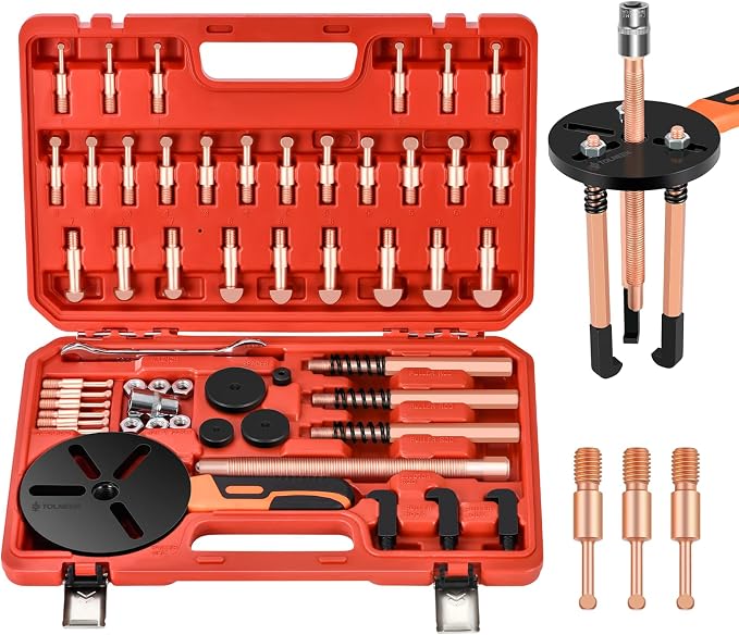55-in-1 Bearing Puller Kit, Upgraded Heavy-Duty Wheel Bearing Removal Tool & Blind Hole Puller Set with Non-Slip Handle for Automotive, Industrial, Farm Use, Includes Portable Case (55in1-puller)