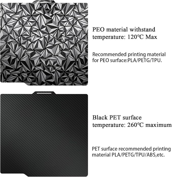 HzdaDeve P2S Build Plate for Bambu Lab P2S/X2D/P1S/P1P/A1/X1C/X1E Dual Smooth PEO PET Plate Sheet 257.5x257.5MM Heated PEI Bed Spring Steel Flexible Platform Black Board for 3D Printer Accessories
