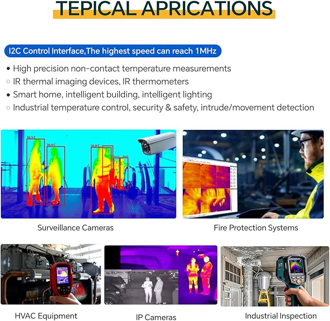 MLX90640-D55 Thermal Imaging Camera, 32x24 IR Array | I2C Interface, Compatible with Raspberry Pi, Arduino and STM32, For firefighting, security monitoring