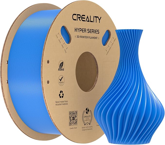 Creality Hyper PLA Filament 1.75mm, High-Speed Printing 30–600mm/s, Smooth Extrusion and Stable Printing, Low Stringing,Consistent Performance 3D Printer Filament,+/- 0.03mm Accuracy(Blue)