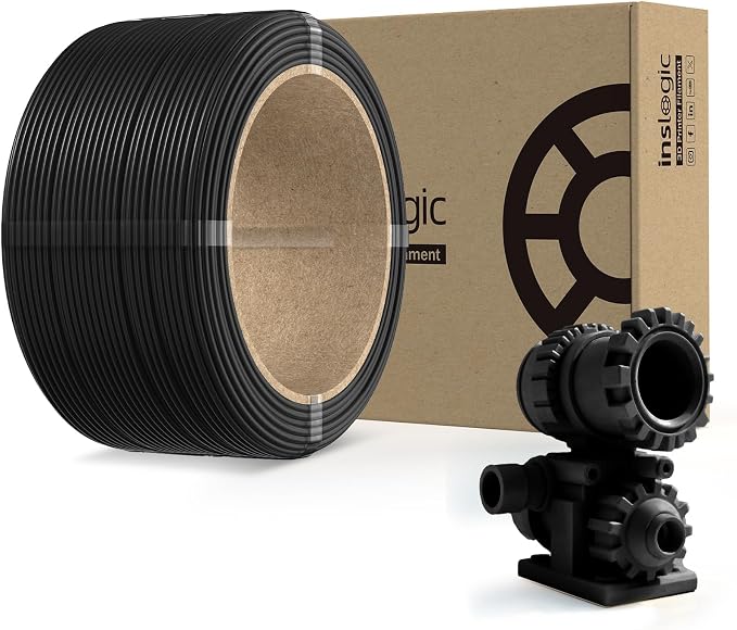 Inslogic PA6-CF Carbon Fiber Nylon Filament 1.75mm Black 0.25kg Refill, PA6-CF Nylon Warp Free 1.75mm 3D Printing Filament
