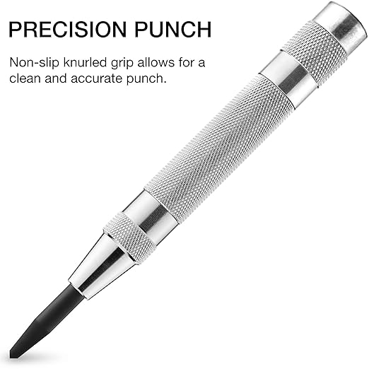 NEIKO 02639A 6-Inch Automatic Center Hole Punch with Adjustable One-Handed Spring Impact, Chrome-Plated Shank, and Premium S2 Steel Tip