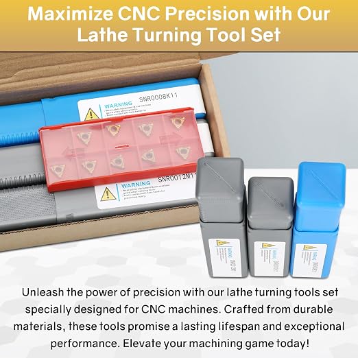 SNR0008K11, SNR0010K11, SNR0012M11 Indexable Lathe Turning Tool 12Pcs Kit, 3 Pcs Metal Lathe Tools Holder Set, with 9Pcs 11IR A60 Carbide Inserts Turning Inserts Carbide Turning Tool