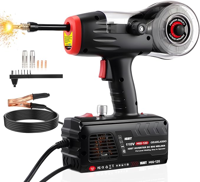 Handheld MIG Welder Machine 110V, 20-120A Flux Core Portable Welding Machine Portable Flux MIG Welding Machine Gasless MIG Welding Equipment