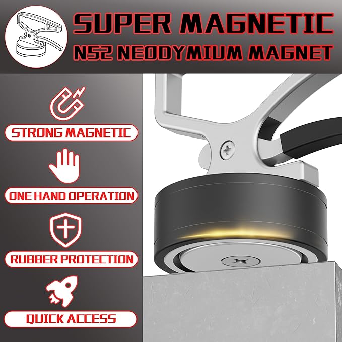 ULIBERMAGNET Heavy Duty Strong Magnetic Pickup Tool,Magnetic Lifting with Quick Release,Portable Material Collector with Ergonomic Handle for Iron Plate,Tool Steel,Laser Cutting