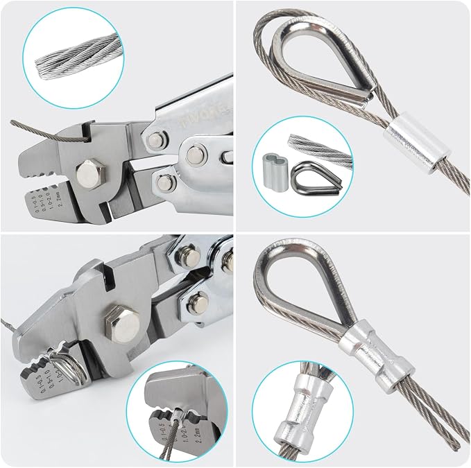 Battery Cable Lug Crimping Tool Kit for AWG 8-1/0 Electrical Lug, Wire Rope Crimping Tool for Aluminum Crimping Loop Sleeves up to 2.2mm