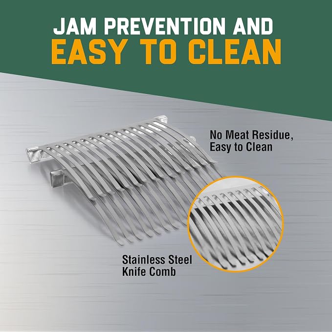 Manual Meat Tenderizer Jerky Slicer - 2-in-1 Meat Tenderizer Machine, Stainless Steel Tenderizing Blades and Jerky Slicer Blades, for Beef and Chicken (Silver)