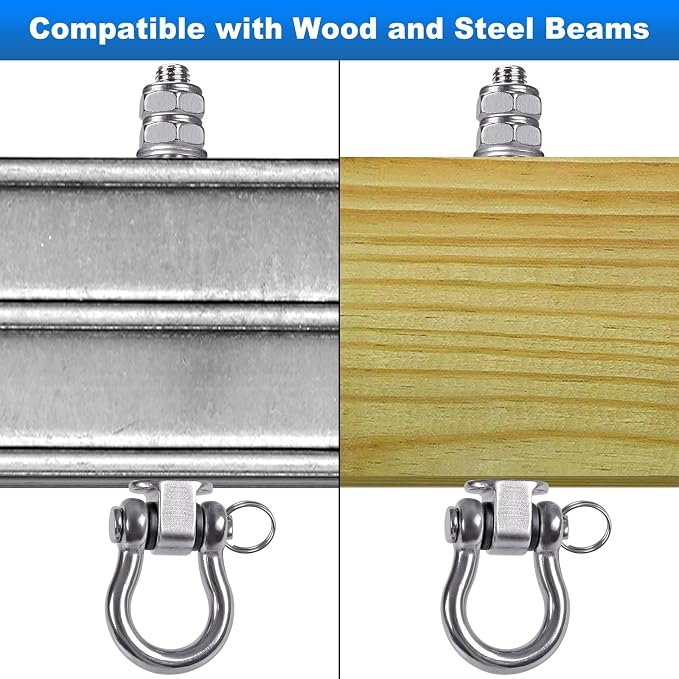 2Pcs Heavy Duty Swing Hangers with Bearings Stainless Steel Swing Hardware for Wood & Metal Beams Swing Hooks for Hanging Hammocks, Yoga Swings, Hanging Chair, Porch Swing 5" X M2/5", 1500LB Capacity