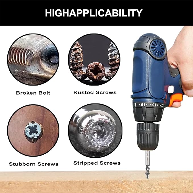 Damaged Screw Extractor Set，6pcs Stripped Screws Nuts Bolts for Removing Rusted and Damaged Hardware, Nuts and Bolts, Drill Bit Tools