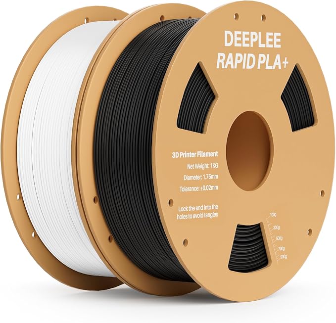 Rapid PLA Plus Filament 1.75mm, High Speed 3D Printer Filament Up to 600mm/s, PLA+ Filament Dimensional Accuracy +/- 0.02 mm Fits Most FDM 3D Printer, Cardboard Spool 2 Pack 1kg Black & White