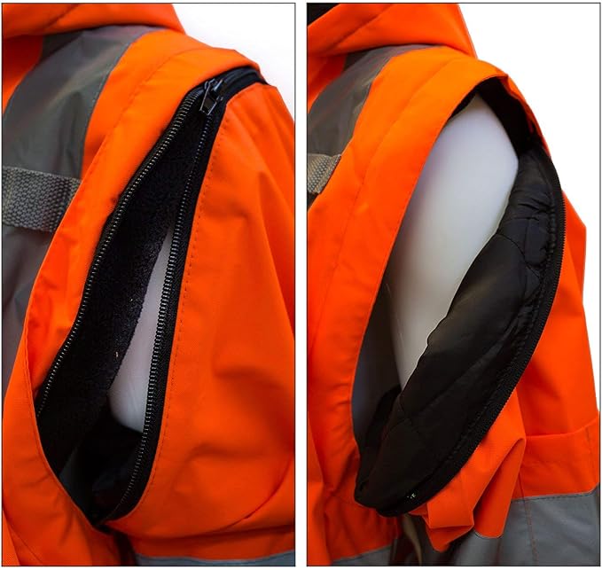 NY Hi-Viz Workwear J8511/J8512 Men's Ansi Class 3 High Visibility Safety Jacket With Zipper, PVC Pocket, Black Bottom
