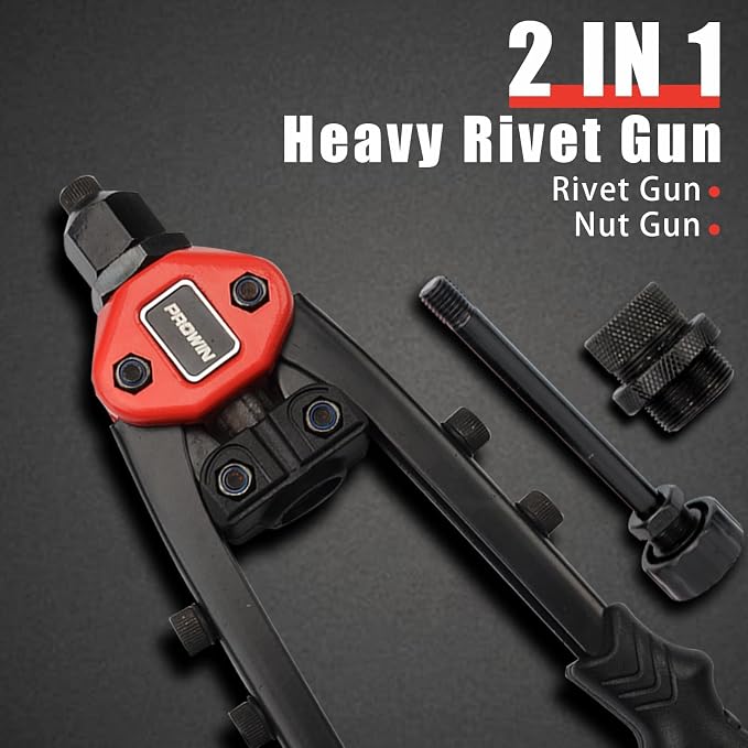 PROWIN 2IN 1 RIVET NUT TOOL Hand Blind Riveter 13" Rivet Nut Tool Long Handles,Labor-Saving Riveting Tools with Nut Setting System