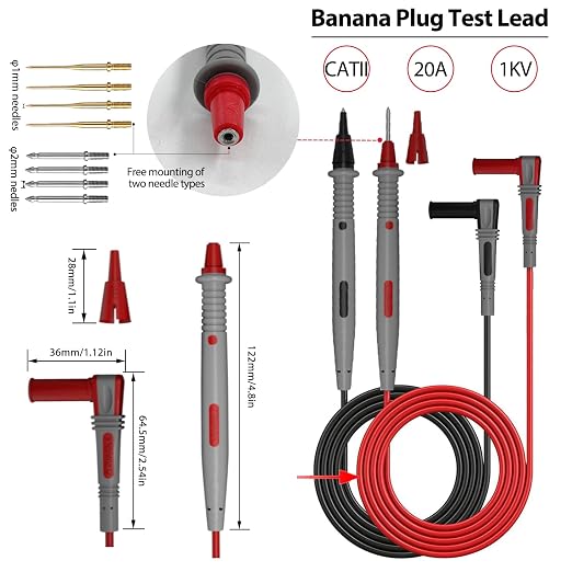 29PCS Multimeter Test Leads Kit with Alligator Clips, Banana Plug Test Leads and Test Probes 1000V 10A CAT III for Fluke/KAIWEETS/INNOVA Multimeter/Voltmeter/Clamp Metert