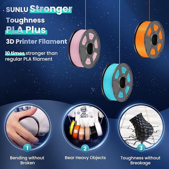 SUNLU 3D Printer Filament PLA Plus 1.75mm, SUNLU Neatly Wound PLA Filament 1.75mm PRO, PLA+ Filament for Most FDM 3D Printer, Dimensional Accuracy +/- 0.02 mm, 1 kg Spool(2.2lbs), Transparent Red