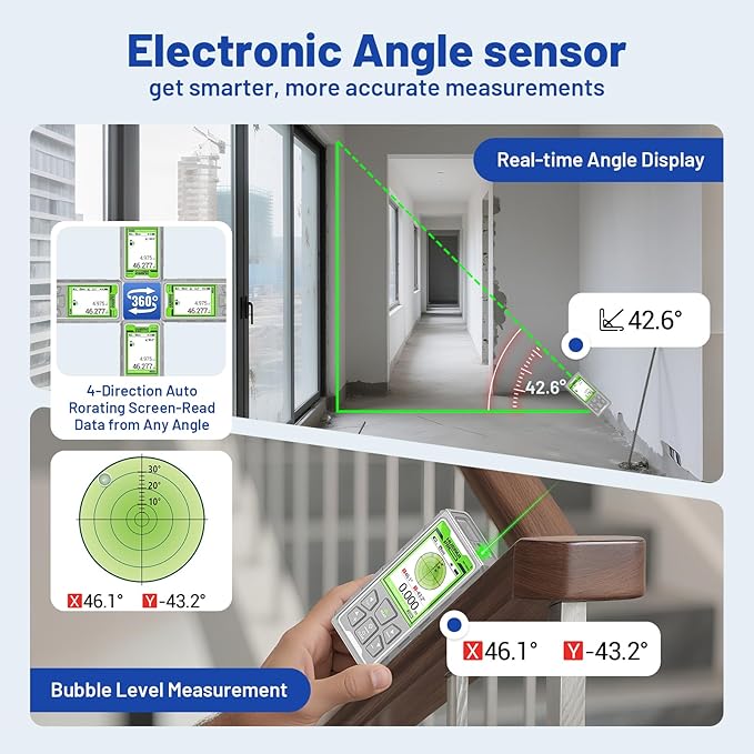 Huepar Pro Laser Measuring Tool, 330Ft Outdoor Laser Measure with Camera & Bluetooth Connected, Laser Distance Meter with P2P Technology, Free APP, IP68, Micro USB Cable,Hand Strap&Pouch -SW-100GQ