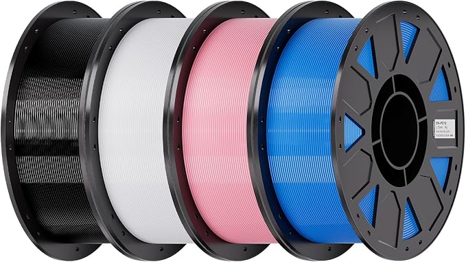 Creality Ender PETG 3D Printer Filament 1.75mm 4KG (8.8lbs), High Precision, Strong Toughness, Odorless, Better Flow, Moistureproof 3D Printing Ender PETG Filament, Black+White+Pink+Tech Blue