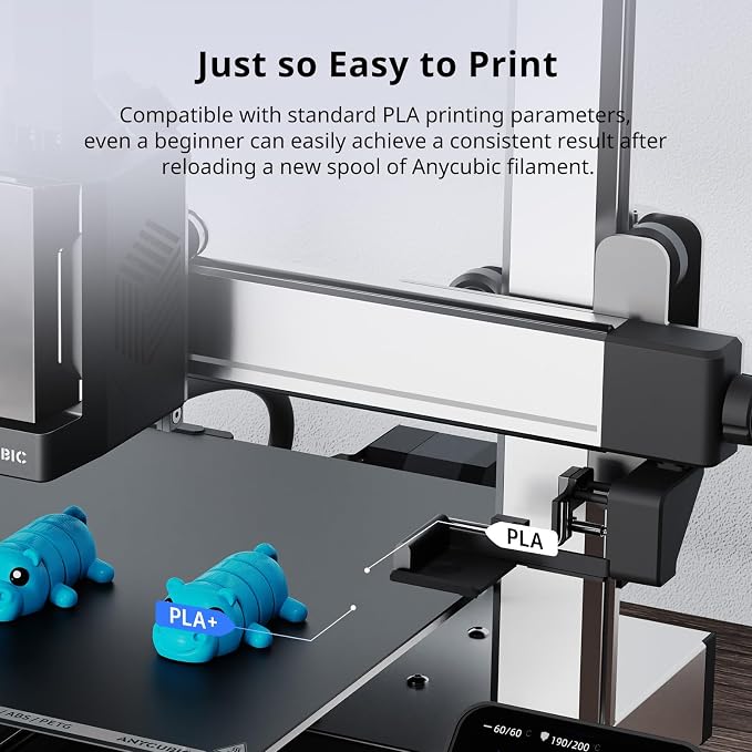 ANYCUBIC PLA Plus (PLA+), 3D Printer Filament 1.75mm, High Toughness 3D Printing Filament, Dimensional Accuracy +/- 0.02mm, Print with Most FDM 3D Printers, 1KG Reusable Spool, Spring Leaf
