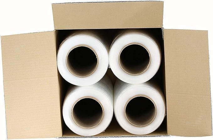 PackageZoom 4 Rolls Clear Stretch Wrap Film 18” x 1500 feet Plastic Wrap for Moving, Packing, Shipping & Storage Heavy Duty Industrial Cling Film for Boxes and Furniture (64)
