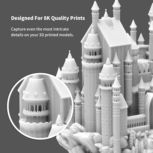 phrozen 3D Printer Rapid Resin [Aqua Snow-Gray 8K], 405nm LCD UV-Curing Standard Photopolymer Resin for Highly Detailed Models, Low Odor Not smelly Non-Brittle, Works Best with 8K 3D LCD Printer (1KG)