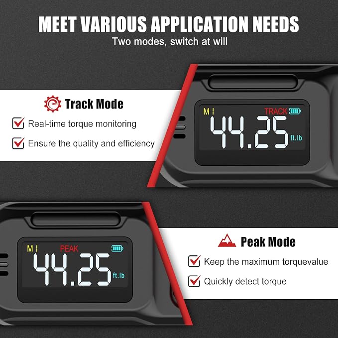 VANPO Digital Torque Wrench 3/8-Inch Drive, 2.21–44.25 ft-lb for Motorcycle | 3–60 Nm, ±2% Accuracy, Electronic Torque Wrench with LCD Display,Audible & Color Feedback, for Bike, Car & Mechanical Repair