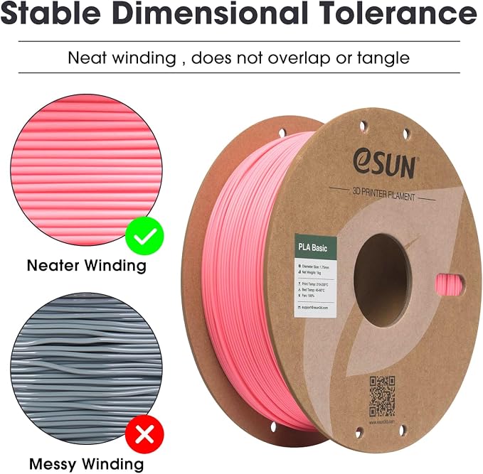 eSUN PLA Basic Filament 1.75mm, 3D Printer Filament High Speed PLA for Fast Printing, 1KG Spool (2.2 LBS) 3D Printing Filament for High Speed 3D Printers, Barbie Pink