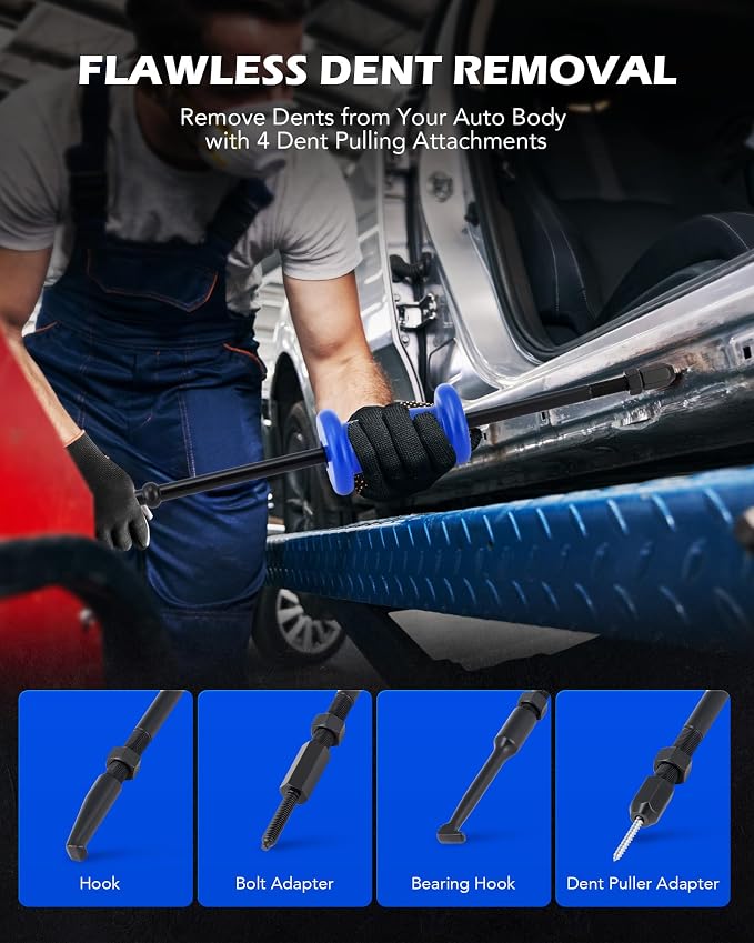 Orion Motor Tech Slide Hammer Puller Set, 22 Piece Front and Rear Axle Shaft Hub Bearing Seal Remover Set with 1" to 2-7/8" ID Adapters 2-Jaw 3-Jaw Yokes, Slide Hammer Bearing Puller Dent Repair Kit