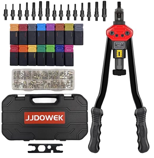 16-Inch Rivet Nut Tool Rivet Nut Kit with 15 PCS SAE & Metric Mandrels,236 PCS Rivet Nuts, Rugged Carrying Case