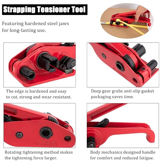 Banding Strapping Kit, Pallet Strapping Kit, Poly Strapping Kit, Plastic Strapping Kit Include Pallet Packaging Strapping Tool, Sealer Tools 3200' Length x 1/2" Wide and 200 Metal Seals