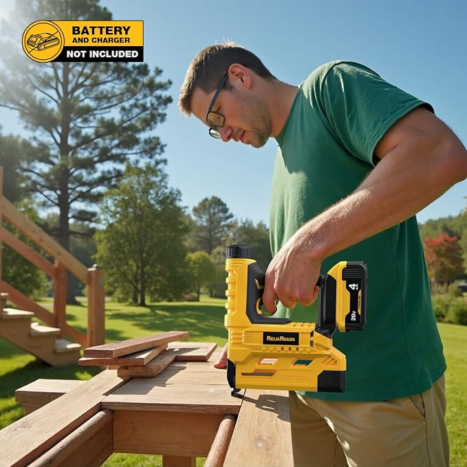 2-in-1 Cordless 18GA Brad Nailer & 1/4 Crown Stapler for DeWALT 20V MAX Battery (Tool Only) - Lightweight, 1600 Nails/Staples Included for DIY, Upholstery & Home Renovation
