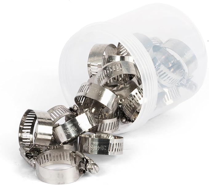 U.S. Solid 20PCS Hose Clamps Stainless Steel Adjustable 3/4"–1 1/4" (18–32mm) Worm Gear Hose Clamp, Heavy Duty Metal Hose Clamps for Automotive, Pipe, Radiator Plumbing