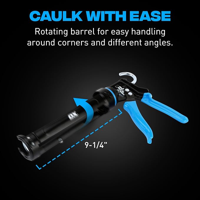 OX Pro 10 oz Heavy Duty Caulking Gun 12:1 Thrust Ratio - 10 oz Caulk Gun Manual Dispenser Sealant Adhesive - Pistola De Caulking