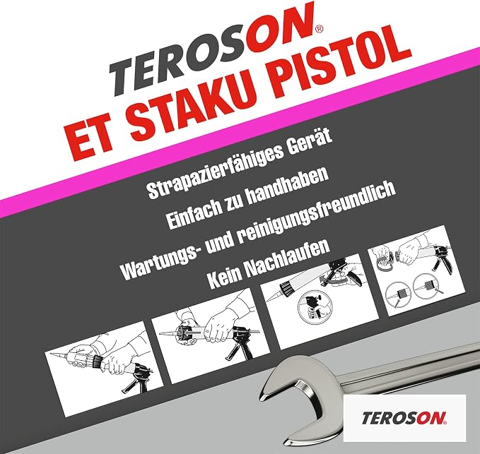 ヘンケルジャパン(Henkel Japan) TEROSON ET Staku Pistol, Cartridge Gun for Single Cartridges (290ml, 300ml, 310ml) and Easy Application, 1x Caulking Tool