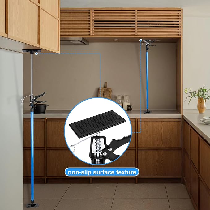Cabinet Jacks 2Pcs, Adjustable Support Pole 45" to 114", Telescopic Steel 3rd Hand Support Pole for Cabinet Jack, Cargo Bar, Drywall Installations, Support Rod Dust Barrier Poles Bearing Up to 154 lbs