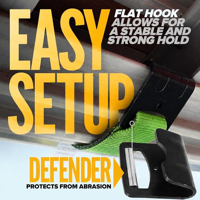 US Cargo Control Flat Hook Ratchet Strap 4” x 30’, 5,400 LBS Working Load Limit, Green 4 Inch Ratchet Strap with Black Flat Hook, Professional 4 Inch Strap for Flatbed Trailers
