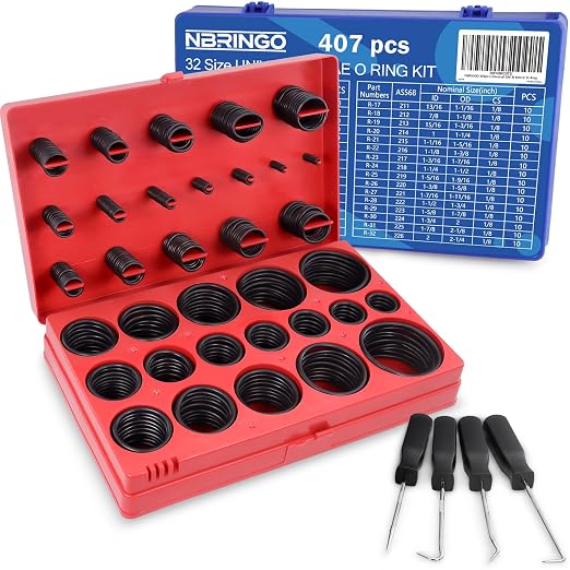 826 Pcs Universal O-Ring Kit - Metric & SAE Standard 70A Durometer O Ring Assortment Kit for Auto Engines, Hydraulic Systems, Faucet Plumbing, Car Cylinder with 4 Pick Tools