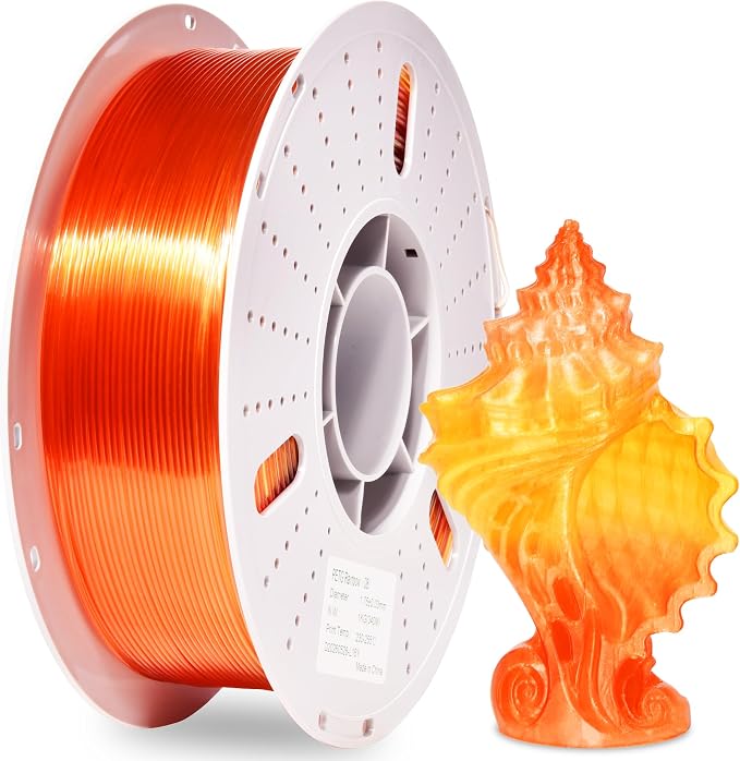PINBALL Clear PETG 3D Printer Filament 1.75mm ±0.02mm, Multicolor Transparent Rainbow Filament, Translucent PETG Filament, 1KG/2.2lbs