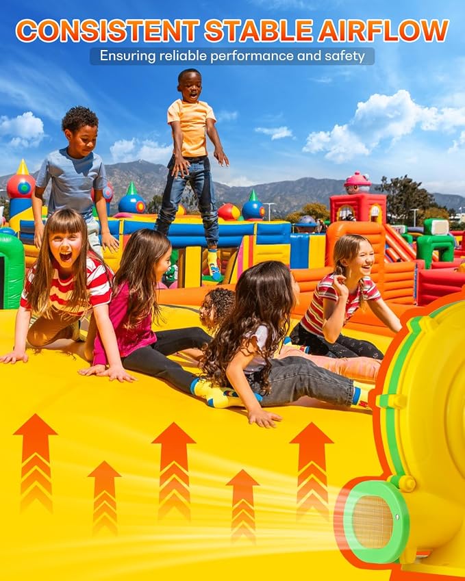 480W Bounce House Blower for Inflatables, 0.64HP Air Blower for Outdoor Bounce Houses, Water Slides, Paint Booths and Other Suitable Size Outdoor Inflatables Electric Air Pump Fan