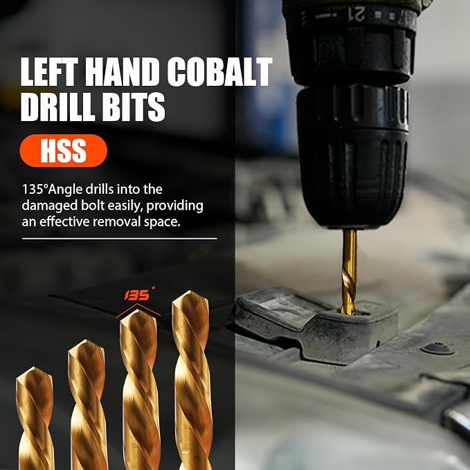Coobeast 26Pcs Bolt Extractor Kit and Left Handed Drill Bit, Easy Out Screw Extractor with Reverse Drill Bit Extractor Set for Damaged Stripped Broken Lug Nut Bolt and Nut Remove with Hex Adapter