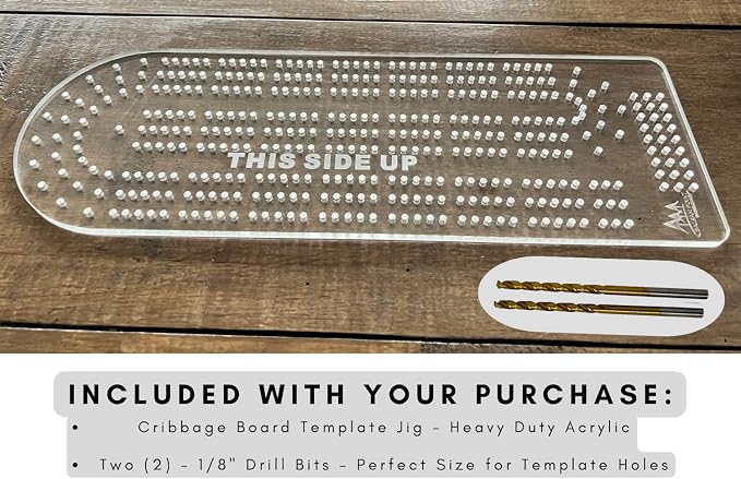 Cribbage Board Template 3-Track Heavy Duty Acrylic Jig with Drill Bits Router Guide Woodworking Project Kit Card Game DIY