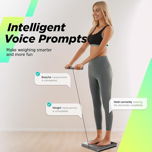 RunStar Digital Bathroom Scale for Body Weight, Body Fat, BMI 28 Measurements, Innovative 8-Electrode Smart Scales FSA&HSA Eligible with Voice Prompt Function High Accurate Bluetooth Weight Machine